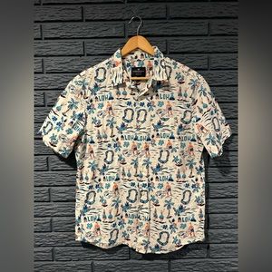 AMERICAN EAGLE Hawaiian Button Down Shirt Men's Med Seriously Soft 100% Cotton